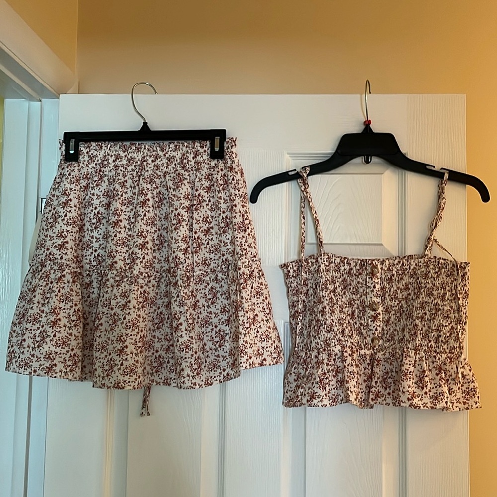 Pink floral skirt and top combo